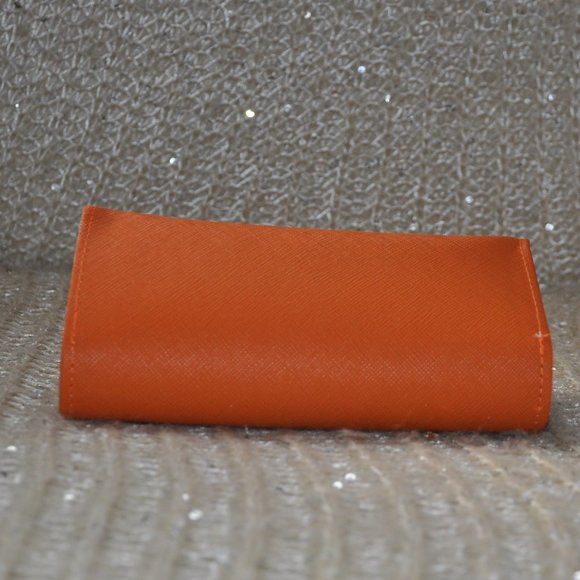 TORY BURCH Orange Sun Glasses Case Gold Tone Logo - Picture 6 of 7
